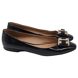 Salvatore Ferragamo Bow Ballet Flats in Black Leather  Black
