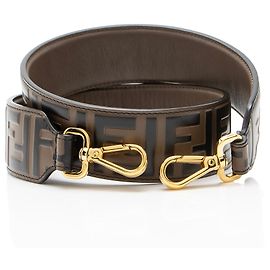 Fendi Zucca Embossed Leather Shoulder Strap Black