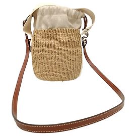 Bolsa cesta Small Woody Chloé em ráfia bege Bege