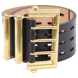 Cinto Versace Wide 3-Hole em couro preto Preto