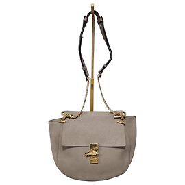 Chloé Bolsa Small Drew Couro Granulado Cinza Cinza