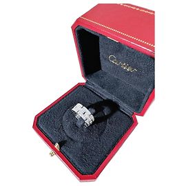 Cartier Maillon Panthère 18k White Gold Diamond Ring Silvery