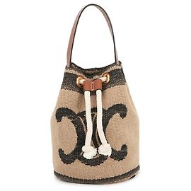 Céline Borsa Celine Teen Drawstring Triomphe Nero Beige