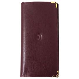 Cartier Men's Bi-Fold Leather Wallet Red Dark red