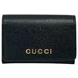 Gucci Black Leather Business Card Case Black