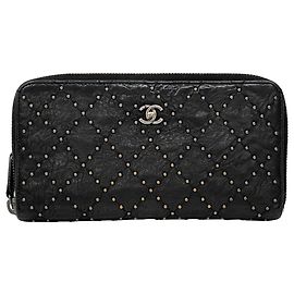 Chanel Matelassé Studded Long Wallet Black