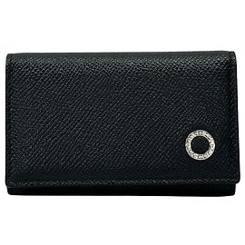 Bulgari Bvlgari Black Leather Key Case Black