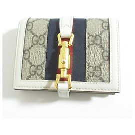 Portefeuille compact GUCCI Jackie Blanc Gris