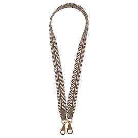 Hermès Alça de Ombro Cavale em Couro e Lona Gris Pâle Étoupe Marrom Branco Castanho claro Castanho escuro