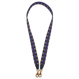 Hermès Alça Maxi Quadrille em couro de bezerro Swift Marrom Azul Outro