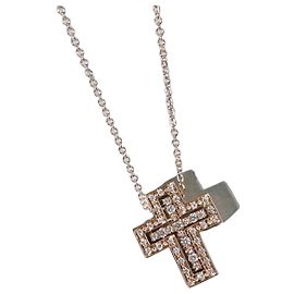 Damiani Belle Époque 18K Rose Gold Diamond Cross Necklace Golden