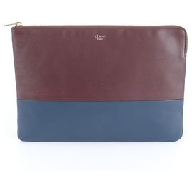 Céline Clutch e borsa a mano in pelle bicolore Celine Marrone Blu navy