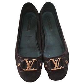 Louis Vuitton brown suede ballet flats Brown Black