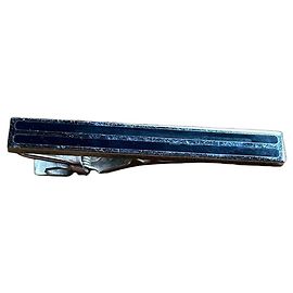 Autre Marque Clip de gravata S.T. Dupont em prata e esmalte azul Azul marinho Hardware prateado
