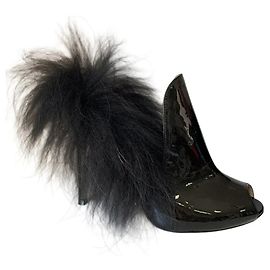 Gianvito Rossi Benton Patent Leather Fur Mules Black