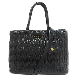 Bolsa de mão em couro de vitelo com laço Miu Miu Preto