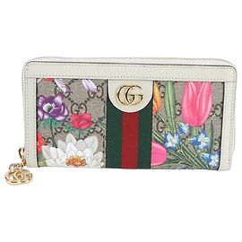 Portafoglio lungo in pelle Gucci GG Flora Ophidia Multicolore