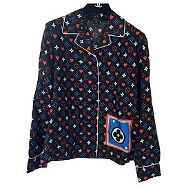 Camicia in seta Louis Vuitton Monogram Cœur Marrone Nero Rosa Bianco Rosso Blu
