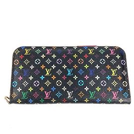 Cartera larga Louis Vuitton Monogram Multicolore Negro Rosa