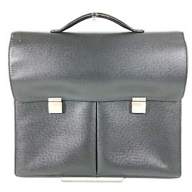 Louis Vuitton Taiga Serviette Kazan Handbag Black Grey