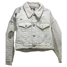 Fendi x Marc Jacobs RE23 White Distressed Denim Jacket White