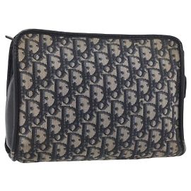 Christian Dior Trotter Canvas Clutch Bag Navy Auth 179986 Navy blue