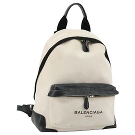 Mochila BALENCIAGA Canvas Negro Plata blanco 409010 Auth ka4340 Negro Plata Blanco
