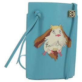 LOEWE × Ghibli Howl's Moving Castle Dice Pocket Hin Leather Blue Auth 167311SM Doré Bleu clair
