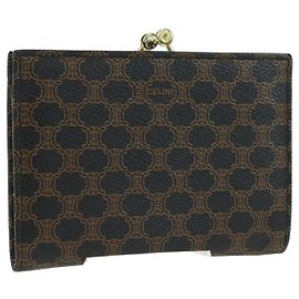 Céline CELINE Macadam Canvas Wallet PVC Leather Black Gold Auth am11630V Black Golden