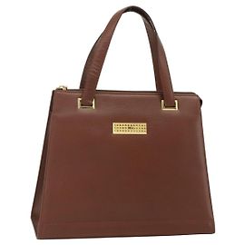 Bolsa Christian Dior de couro marrom dourado Auth 178764 Marrom Dourado