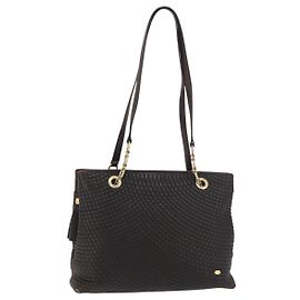BALLY Chain Tote Bag Leather Brown Gold Auth 180178 Brown Golden