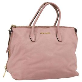 Miu Miu Hand Bag Leather Pink Gold Auth 180081 Pink Golden