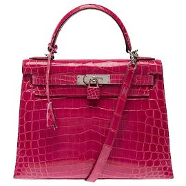 Hermès Bolsa HERMES Kelly 28 em Couros Exóticos Rosa - 103511 Rosa
