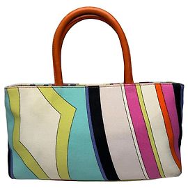 Vintage Emilio Pucci Mini Handtasche mehrfarbig Canvas Leder Mehrfarben