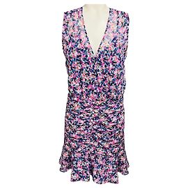 Vestido mini de seda floral Cayson multicor creme Veronica Beard Multicor