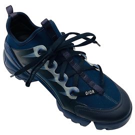 Tênis Christian Dior em neoprene azul índigo e gros D-Connect Azul