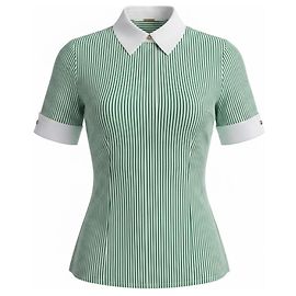 Adam Lippes Green / White Striped Short Sleeved Button Front Blouse Green