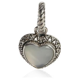 Pingente de Coração de Quartzo Lua e Diamante em Prata de Lei David Yurman Outro