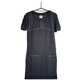 Chanel schwarzes Kaschmir-Kleid Kollektion 09A Schwarz