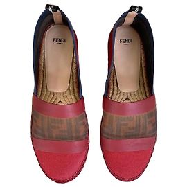 Fendi FF Mesh Canvas Espadrilles Red/Blue Brown Red Blue