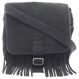 Sac à bandoulière à franges en daim noir Yves Saint Laurent Noir
