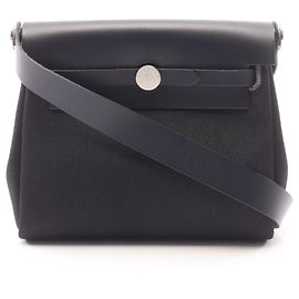 Bolsa de ombro Hermès Herbag Zip Mini Preto Azul Azul marinho