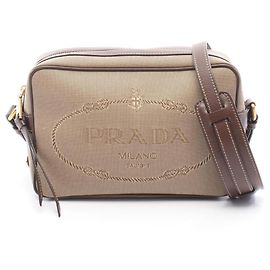 Prada LOGO JACQUARD Shoulder Bag/Handbag Brown