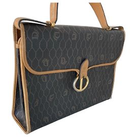 Dior Monogram Canvas and Leather Handbag Brown