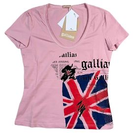 Camiseta John Galliano rosa con estampado Rosa Multicolor