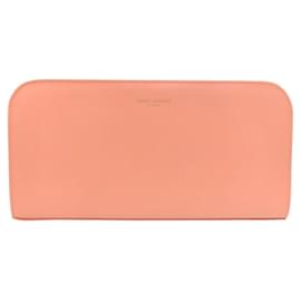 Yves Saint Laurent Salmon Pink Leather Wallet Pink