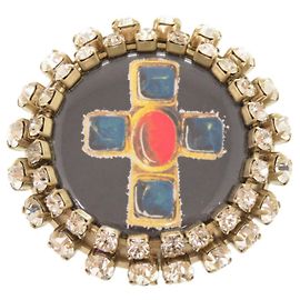 Spilla Chanel Black Rhinestone Nero