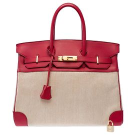 Hermès Sac HERMES Birkin 35 en Toile Rose - 103501 Rose