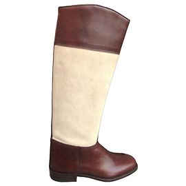 Autre Marque Calero Two-Tone Leather Riding Boots Size 38 Brown Beige