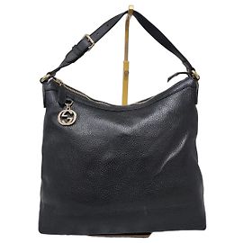 Gucci Borsa Hobo Interlocking G in Pelle Nera Nero